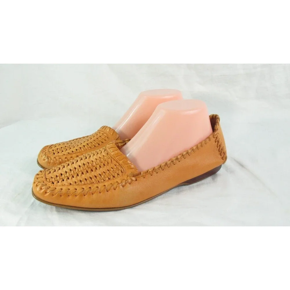 Gloria Vanderbilt Woven Leather Moccasin Loafers Flats Orange Women's Size 10 M - Picture 4 of 9